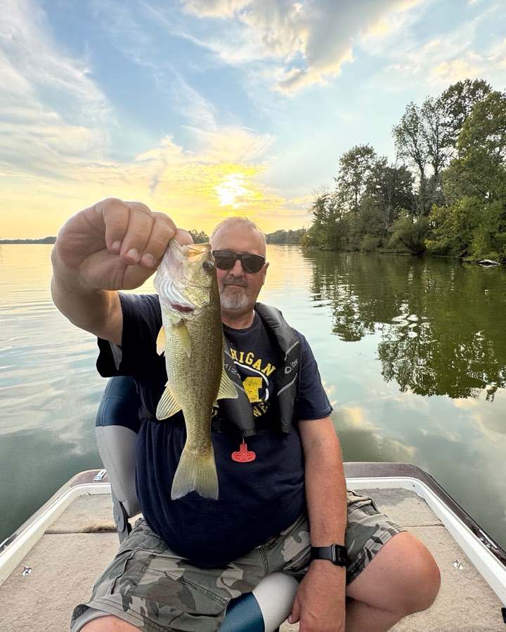 A largemouth as the sun dropped behind the treeline.