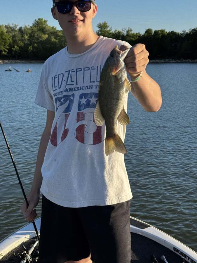 A second smallmouth an hour later, same stretch of bank.