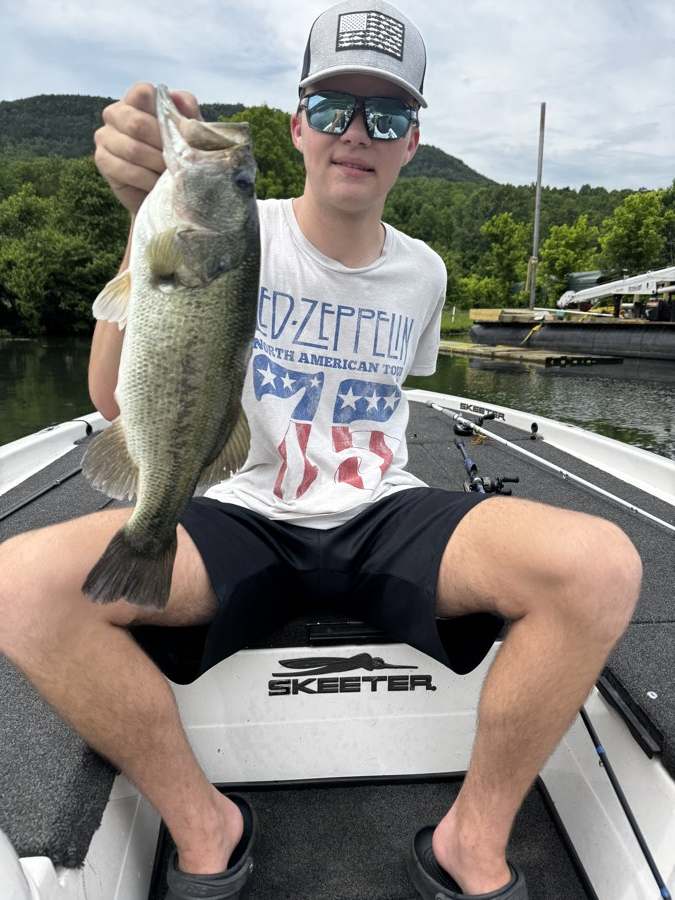 Tournament day. Caught on a black frog skipped under a dock.